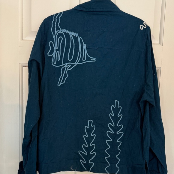 Free People We The Free Tidal Stitch Shirt Blue 25111 - Picture 6 of 8